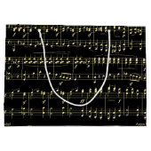 Goldene Musik auf schwarz Große Geschenktüte (Rückseite)