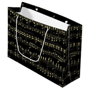 Goldene Musik auf schwarz Große Geschenktüte