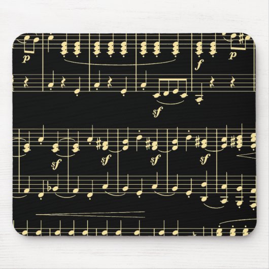 Goldene Musik auf schwarz Mousepad (Vorne)