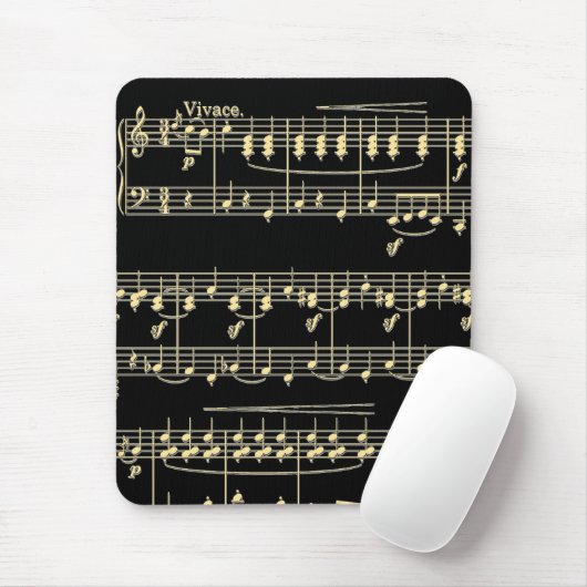 Goldene Musik auf schwarz Mousepad (Mit Mouse)