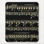 Goldene Musik auf schwarz Mousepad (Vorne)