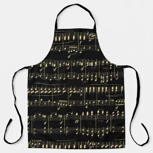 Goldene Musik auf schwarz Schürze (Vorderseite)