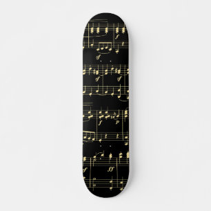 Goldene Musik auf Schwarz Skateboard