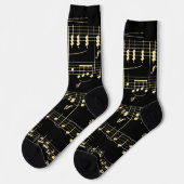 Goldene Musik auf schwarz Socken (Linkes Detail)