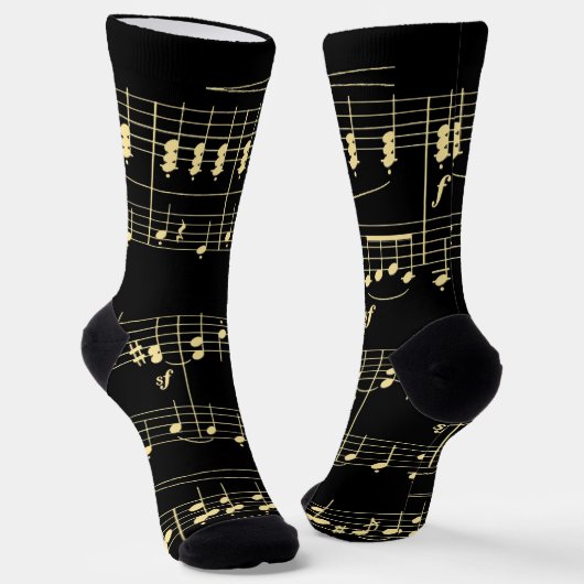 Goldene Musik auf schwarz Socken (Gewinkelt)