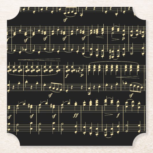 Goldene Musik auf schwarz Untersetzer (Vorderseite)