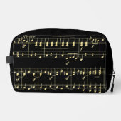 Goldene Musik auf schwarz Waschbeutel (Vorderseite)