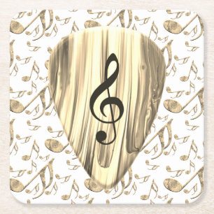 Goldene Musik-Pick – Violinschlüssel-Kunst Rechteckiger Pappuntersetzer