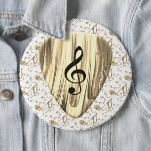 Goldene Musikgitarre – Violinschlüssel-Kunst Button