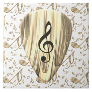 Goldene Musikgitarre – Violinschlüssel-Kunst Fliese