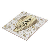 Goldene Musikgitarre – Violinschlüssel-Kunst Fliese (Seite)