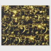 goldene Musiknote Geschenkpapier (Flach)