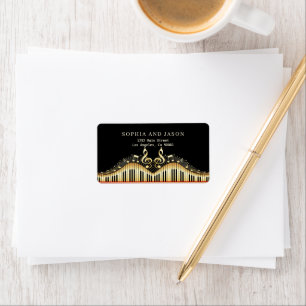 Goldene Musiknoten  Adressaufkleber