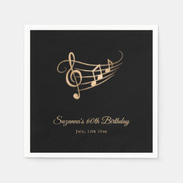 Goldene Musiknoten Elegantes Drehbuch Geburtstag Serviette