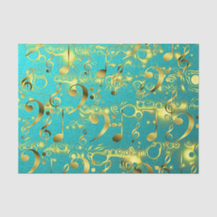 goldene Musiknoten in Minze Seidenpapier