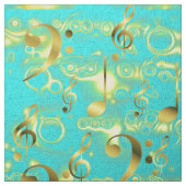goldene Musiknoten in Minze Stoff (Muster)
