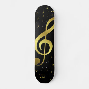goldene Musiknoten in schwarz Skateboard