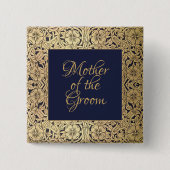 Goldene Mutter des Groom Elegant Wedding Navy Blue Button (Vorderseite)