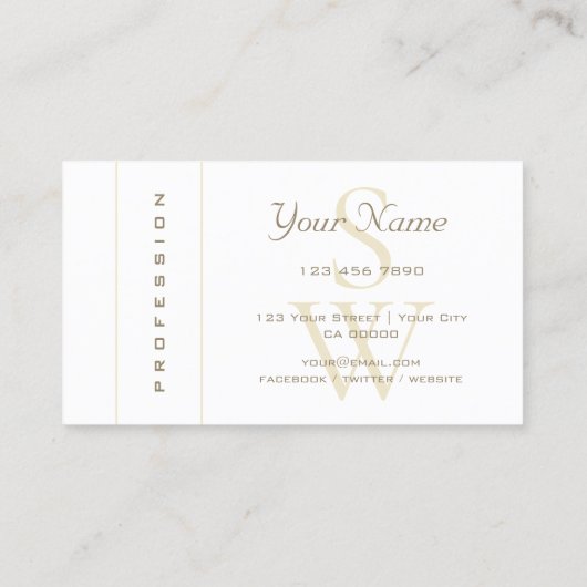 Goldene Mutter Perlenschlangenmuster mit Monogramm Visitenkarte (Rückseite)