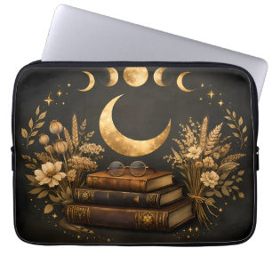Goldene mystische Bibliothek & botanische Boho-Mon Laptopschutzhülle
