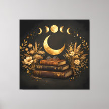 Goldene Mystische Bibliothek & Botanische Boho-Mon