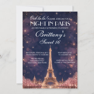 Goldene Nacht in Paris Sweet 16 individuelle Einla Einladung