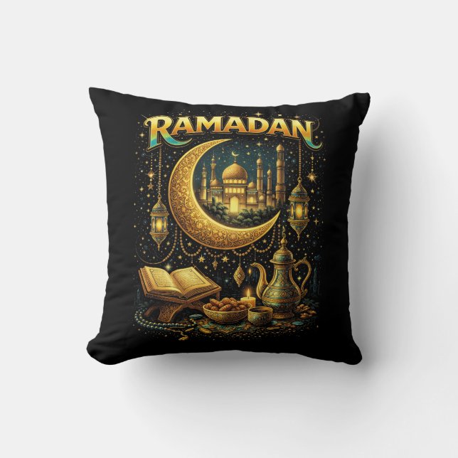 Goldene Nächte des Ramadan Kissen (Vorderseite)