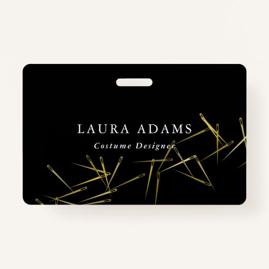 Goldene Nadeln | Eleganter Mode Designer | Name Ausweis (Vorderseite)