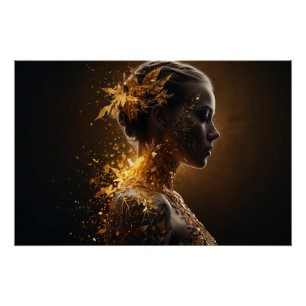 Goldene Natur – Elegante Verwandlung in Licht Poster