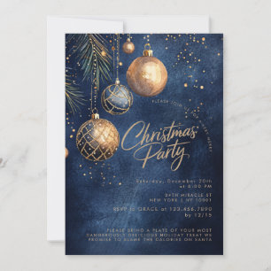 Goldene Navy-Blau-Ornamente Girlanden Weihnachten Einladung