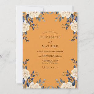 Goldene Navy-Rosen-Hochzeit Einladung