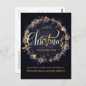 Goldene Navy Weihnachtsschneeflocke Unternehmensgr Postkarte (Vorne/Hinten)