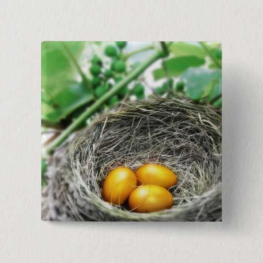 Goldene Nesteier Button (Vorderseite)