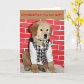Goldene neue Welpe Karte (Gelbe Blume)