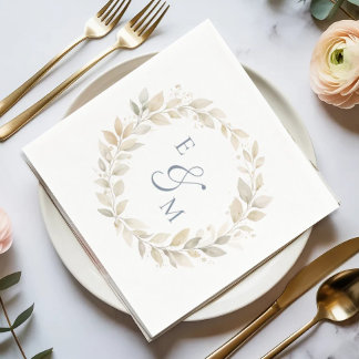 Goldene neutrale Kranz-Monogramm-Hochzeitsserviett Serviette