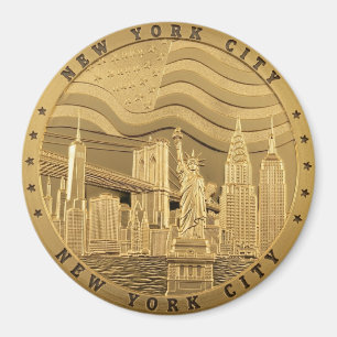 Goldene New York City Skyline Souvenir Magnet