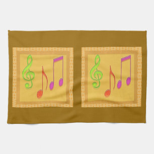 Goldene niedrige Tanzmusik-Symbole Küchentuch