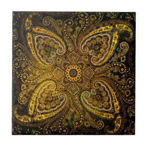 Goldene Nostalgie Paisley Fliese