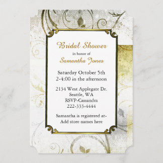 Goldene Not Blühend Bridal-Dusche Einladung