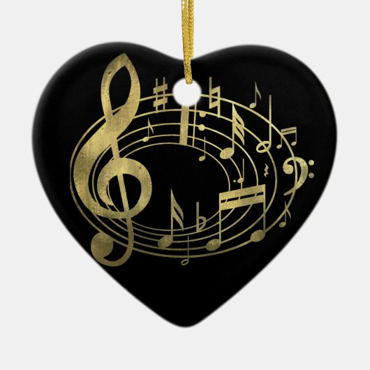 Goldene Noten in ovaler Form Keramik Ornament (Vorne)