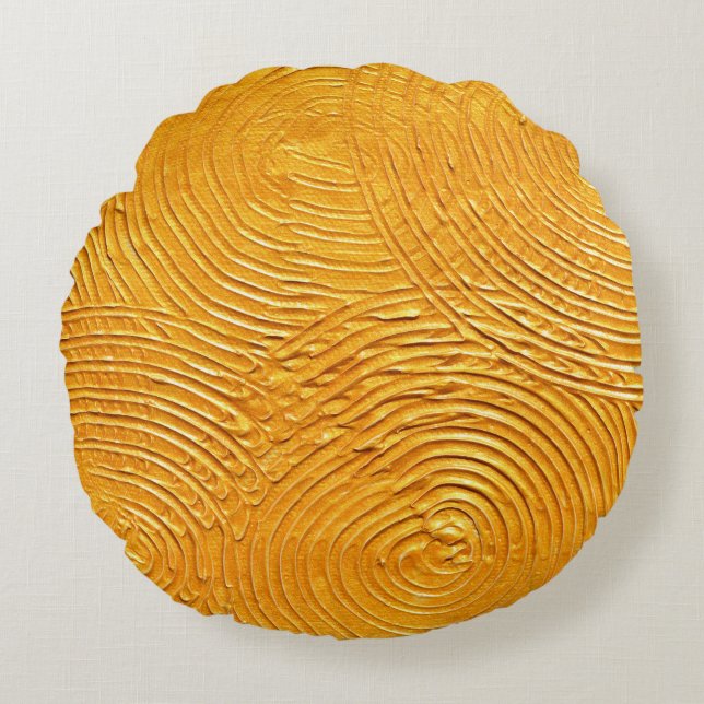 Goldene Oberfläche, goldener Hintergrund, Malerei Rundes Kissen (Vorderseite)