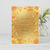 Goldene Ocker-Blüten-Hochzeit Einladung (Stehend Vorderseite)