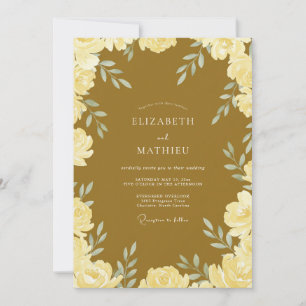 Goldene Ockerfarbene Blatt-Hochzeit Einladung