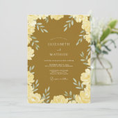 Goldene Ockerfarbene Blatt-Hochzeit Einladung (Stehend Vorderseite)