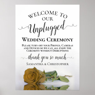 Goldene Ockerfeier Rose Chic Unplugged Wedding Zer Poster