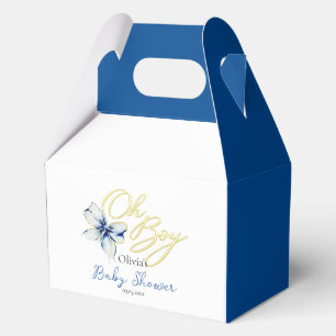 Goldene „Oh Boy“-Blumentypografie-Baby-Party Geschenkschachtel