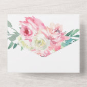 Goldene Ohrfeige und rosa Blume Märchenhafte Hochz All In One Einladung (Rückseite)