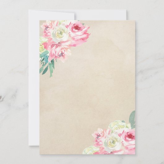 Goldene Ohrfeige und rosa Blume Märchenhafte Hochz Save The Date (Rückseite)