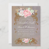 Goldene Ohrrübe Blush Blues Einladung (Vorderseite)