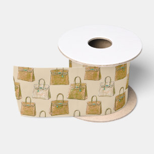 Goldene Oliven-Krokohandtasche Mode-Muster Satinband